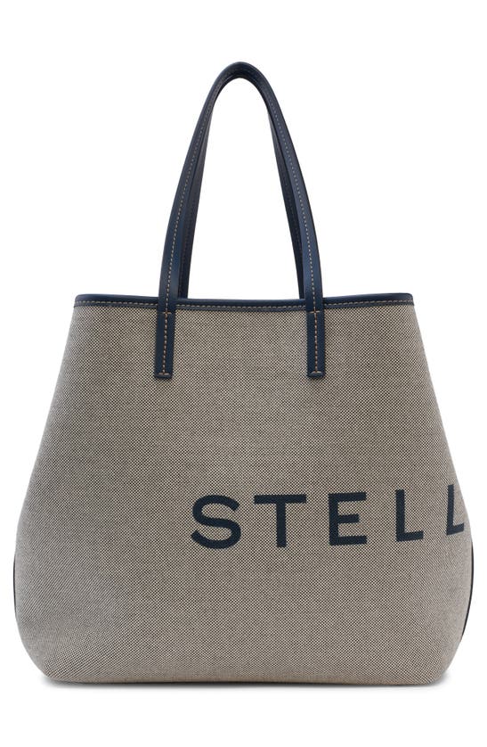 Shop Stella Mccartney Logo Canvas Beach Tote In Ink