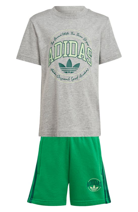 Adidas Originals Kids' Vrct Lifestyle Graphic T-shirt & Shorts Set In Medium Grey Heather