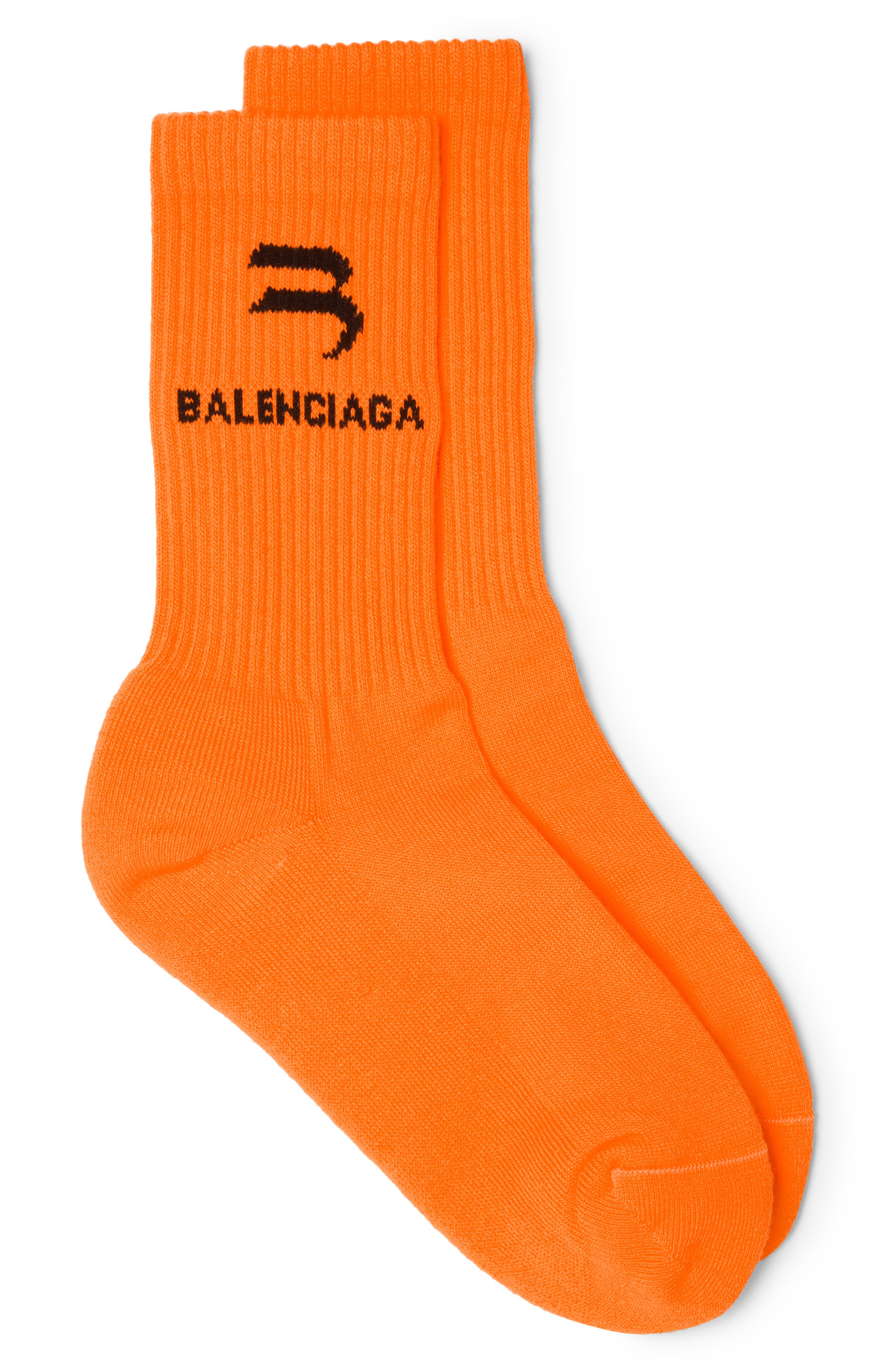 Balenciaga Logo Socks in Orange/Black at Nordstrom, Size Large