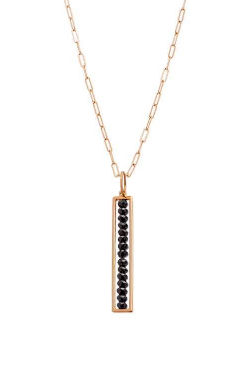 Sethi Couture Leila Black Diamond Bar Pendant Necklace in 18K Rg /14K Chain at Nordstrom, Size 24 Us