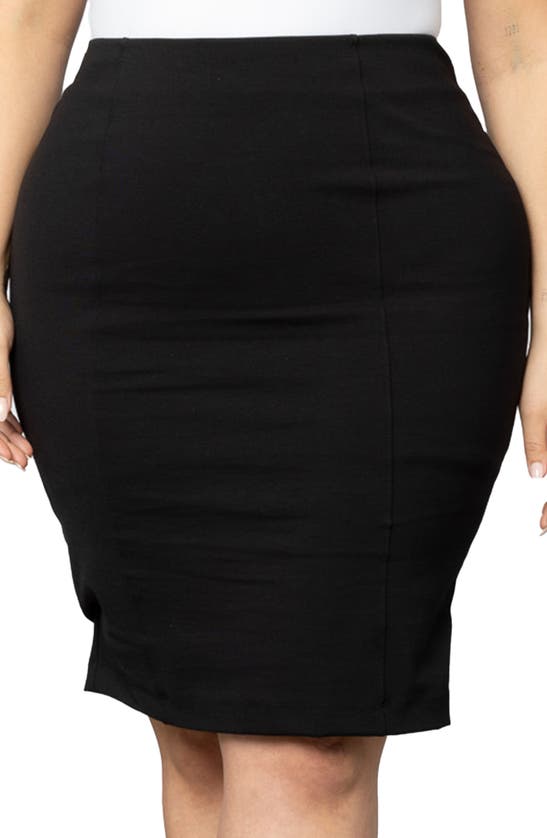 Shop Kiyonna Pencil Skirt In Black Noir