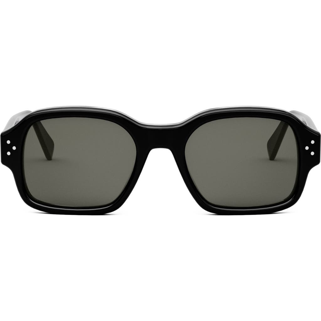 Celine Bold 3 Dots 53mm Geometric Sunglasses In Shiny Black/smoke