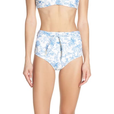 Tory Burch Sash Tie High Waist Bikini Bottoms, Ivory