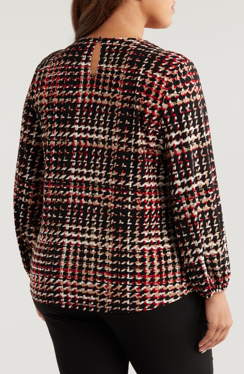 Anne Klein Chain Strap Houndstooth Top In Anne Black Multi