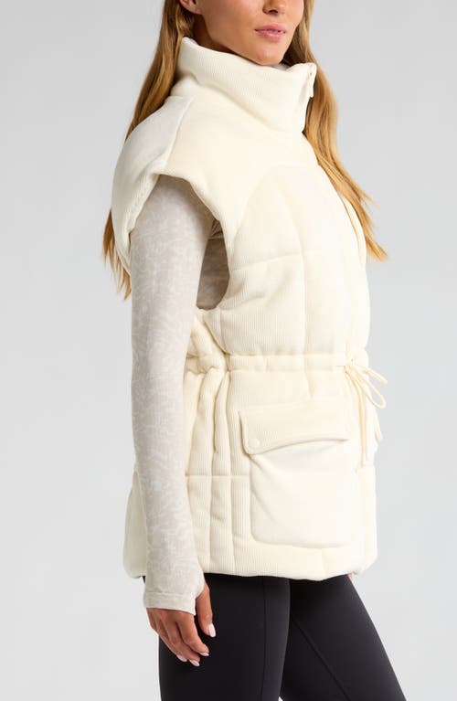 Zella Corduroy Puffer Vest In Ivory Egret
