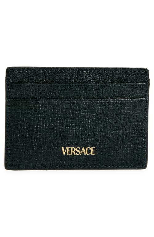 Versace Medusa Leather Card Case In Black/  Gold