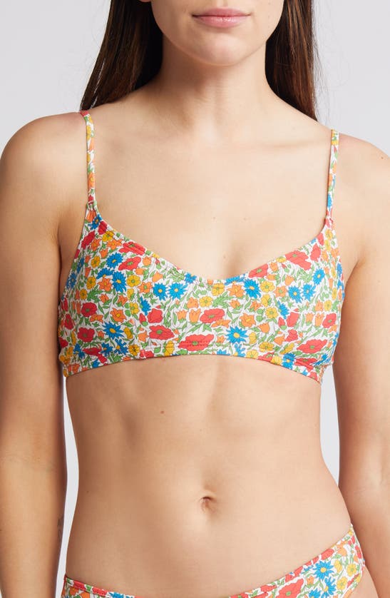 Shop Nu Swim X Liberty London Stas Floral Print Bikini Top In Red Multi
