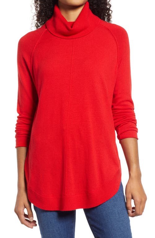 Caslon(R) Turtleneck Tunic Sweater in Red Chinoise