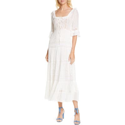 Loveshackfancy Lace Inset A-Line Dress, White