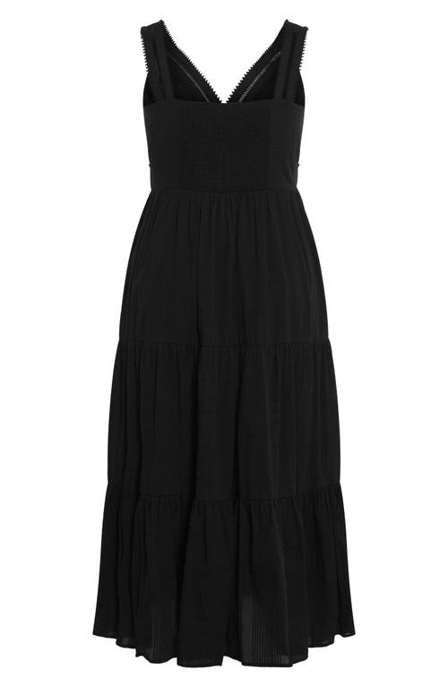 City Chic Bella Tiered Cotton Maxi Sundress In Black