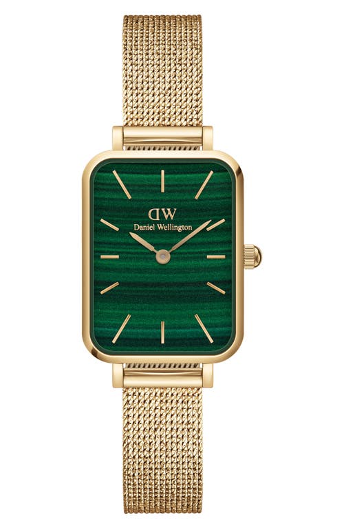 Daniel Wellington Quadro Pressed Evergold Mesh Bracelet Watch, 20mm x 26mm in Gold/green at Nordstrom, Size 20 Mm