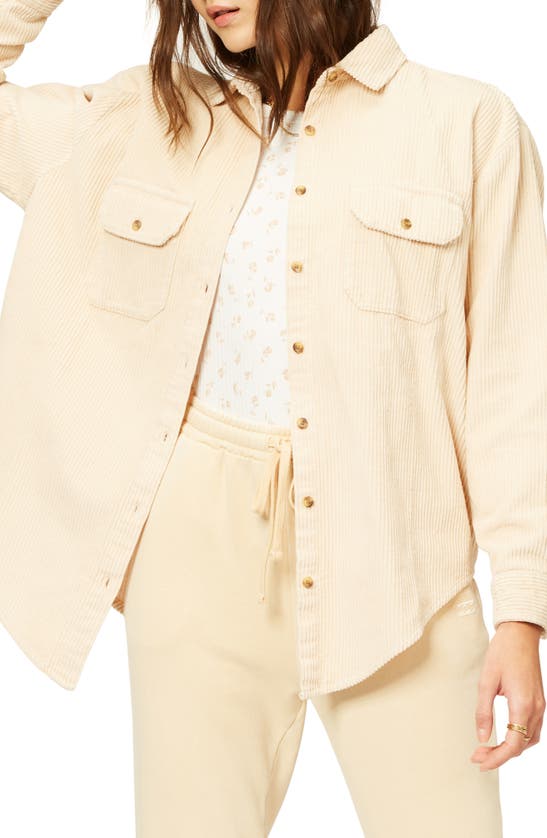 Billabong So Stoked Cord Shirt Jacket In Antique White