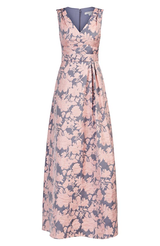 Shop Kay Unger Glenna Pleated Sleeveless Gown In Soft Blush