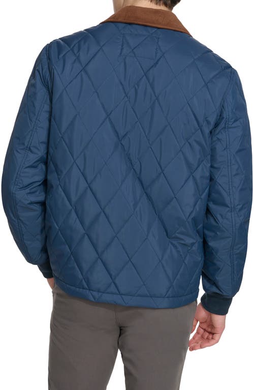 Dockers Men's Diamond-quilted Jacket With Corduroy Collar In Navy