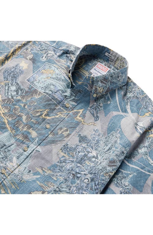 Shop Reyn Spooner Avengers Classic Fit Short Sleeve Button-down Shirt In Slate/blue