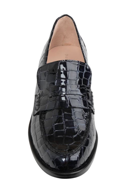 Shop Patricia Green Vince Croc Embossed Penny Loafer In Black Patent Croc