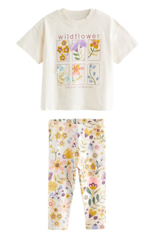 NEXT Kids' Flower Graphic T-Shirt & Leggings Set in Natural 