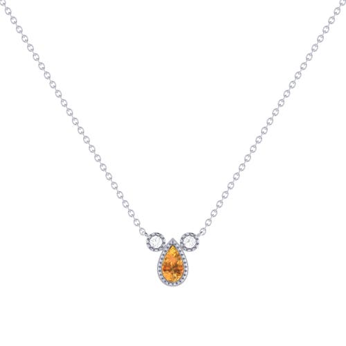 Shop Luvmyjewelry Pear Citrine & Diamond 14k White Gold Birthstone Necklace