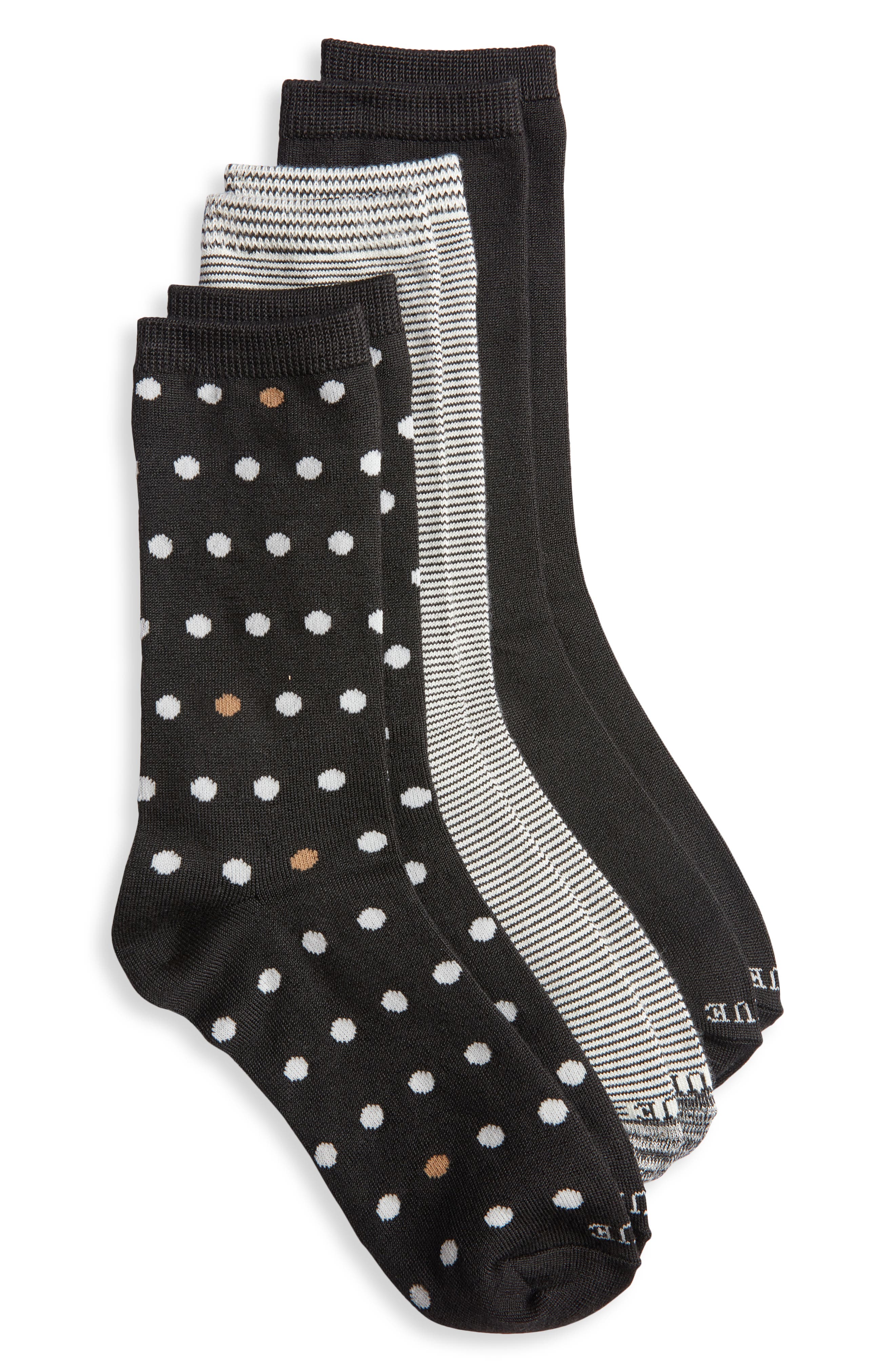 Hue Assorted 3-Pack Supersoft Crew Socks in Multi Dot Pack 