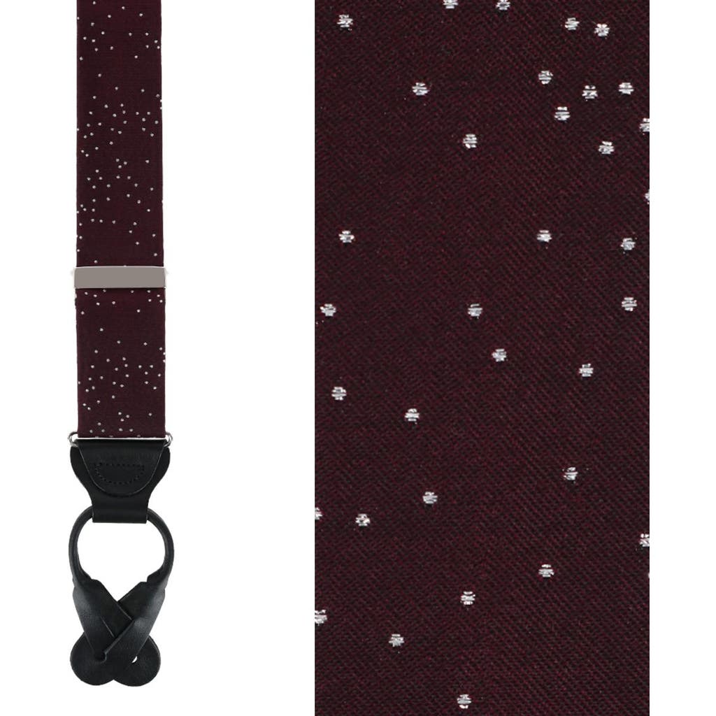 Trafalgar Mystere Metallic Star Light Silk Button End Suspenders In Red