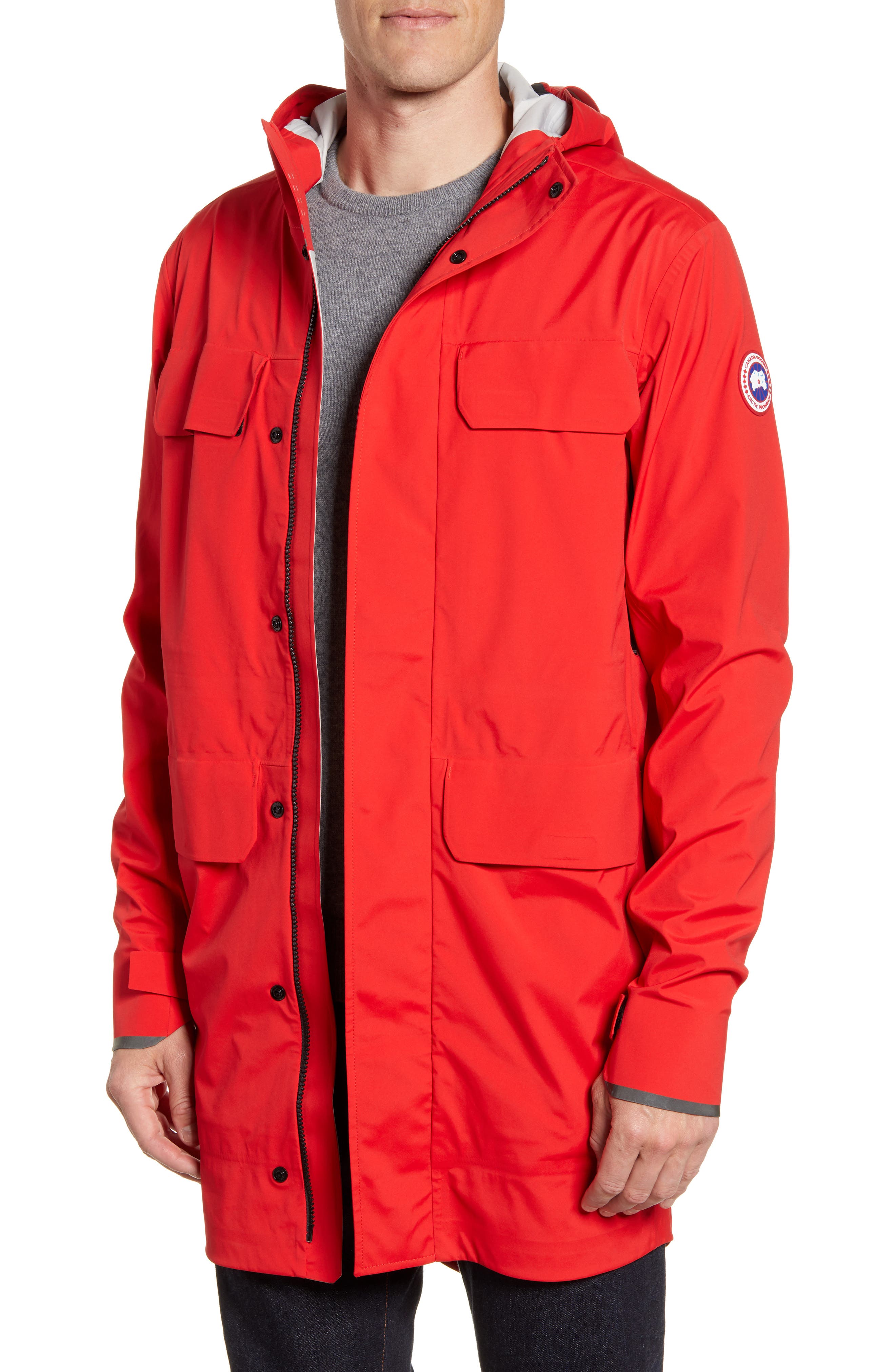 red rain jacket mens