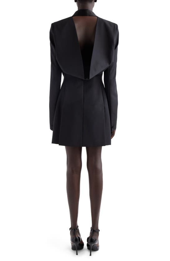 Shop Givenchy Drape Tux Wool & Mohair Long Sleeve Blazer Minidress In Black