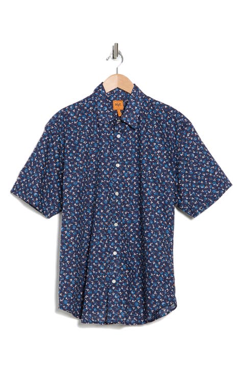 Nautilus Print Short Sleeve Button-Up Shirt