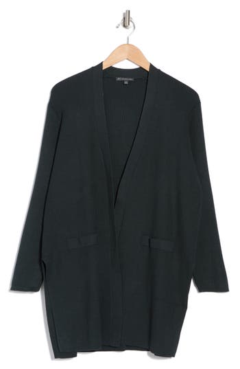 ADRIANNA PAPELL ADRIANNA PAPELL OPEN FRONT RIBBED LONG CARDIGAN 