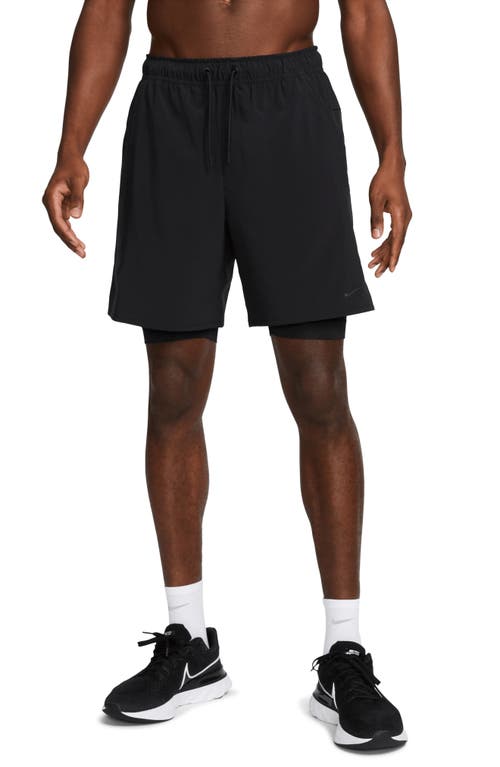 Shop Nike Dri-fit Unlimited 2-in-1 Versatile Shorts In Black/black/black