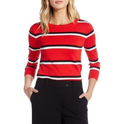 1901 Back Button Crewneck Sweater, Red