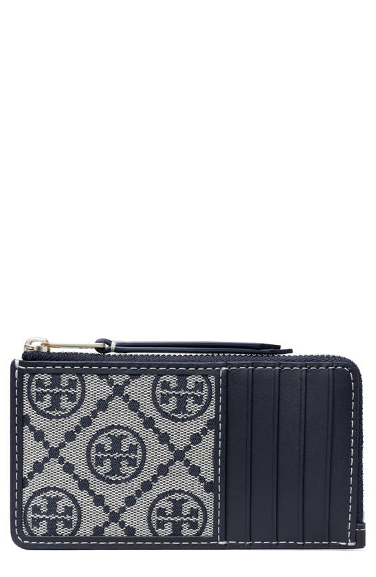 Shop Tory Burch T Monogram Zip Card Case In Tory Navy