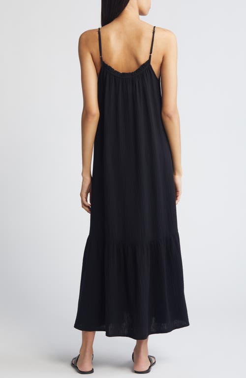 Shop Rails Marseille Organic Cotton Gauze Midi Dress In Black Gauze