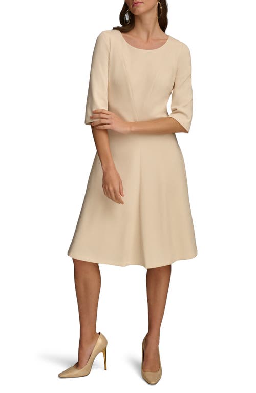 Seamed Fit & Flare Dress in Parchment