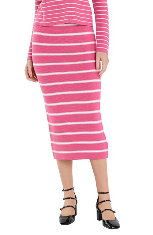 Shop English Factory Stripe Sweater Skirt In Pink/white