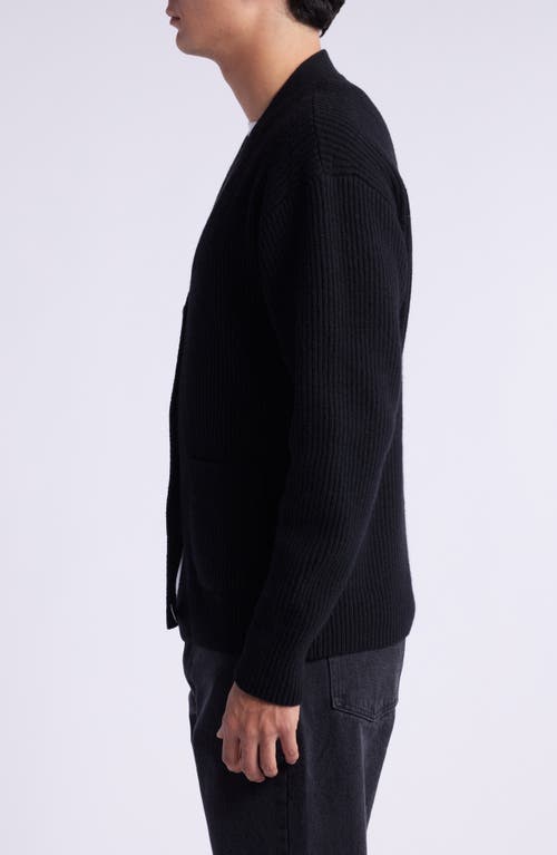 Shop Merz B Schwanen Relaxed Wool & Cashmere Rib Cardigan In Deep Black