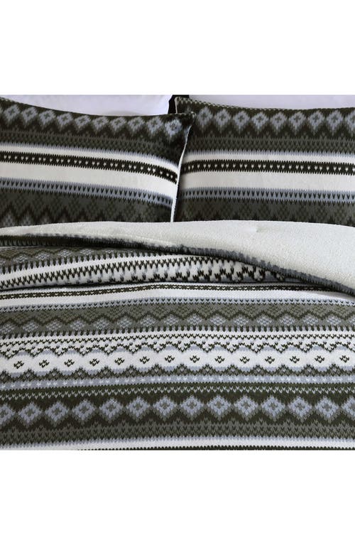 Eddie Bauer Shelton Fair Isle Comforter Set In Dark Green
