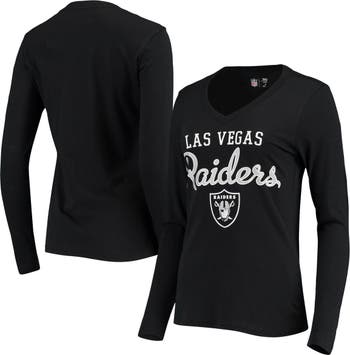 G-III 4Her by Carl Banks Women's Black, White Las Vegas Raiders Double Team  3/4-Sleeve Lace-Up T-shirt - Macy's