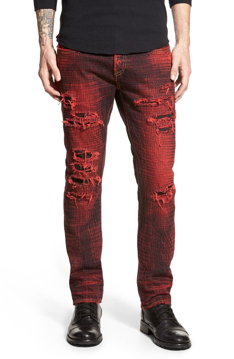 PRPS 'Demon - Yuriko' Shredded Slim Straight Leg Jeans (Red) | Nordstrom