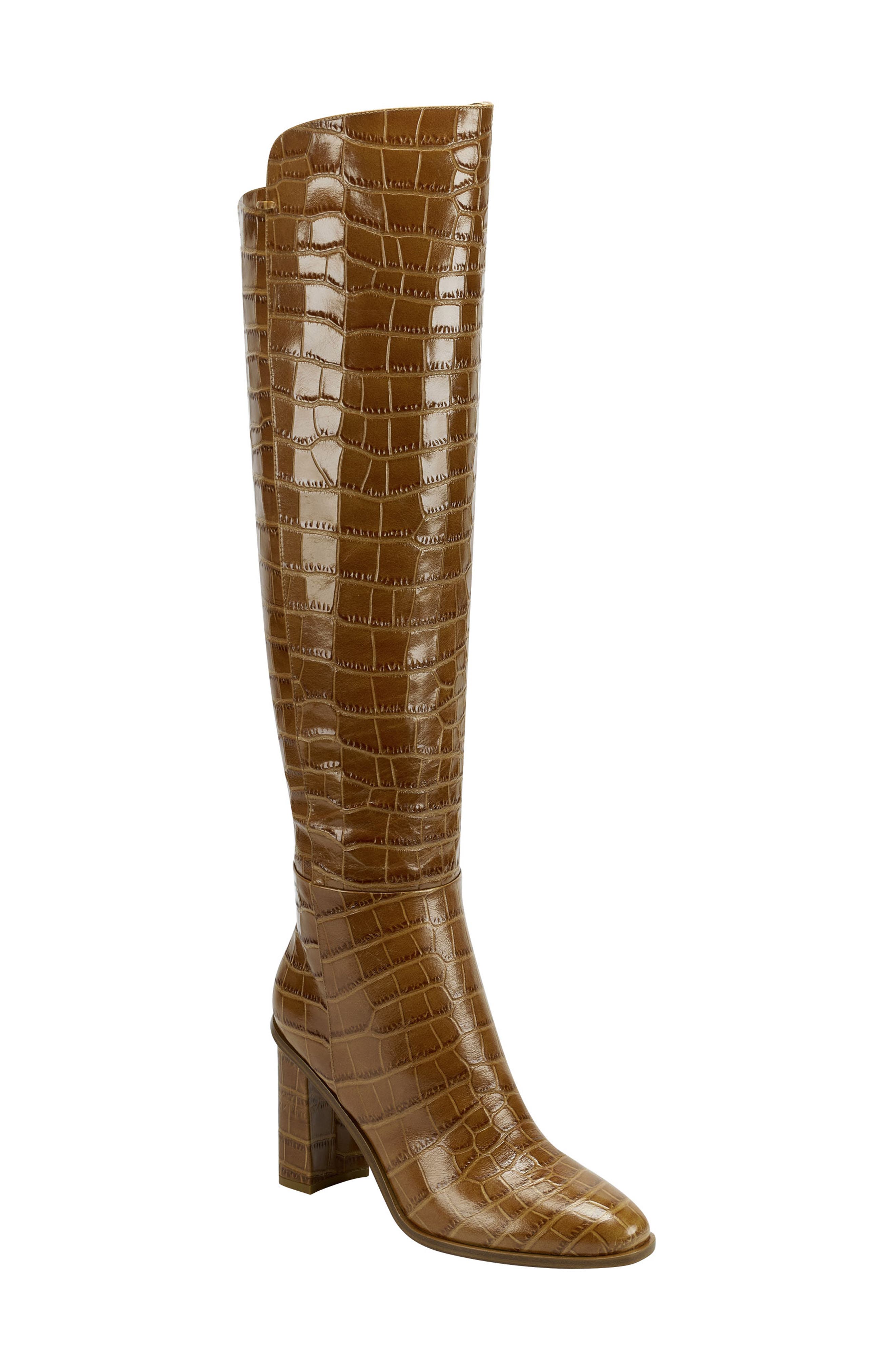 knee high croc embossed boots
