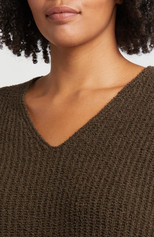 Shop Eileen Fisher V-neck Organic Cotton & Cashmere Blend Sweater In Wren