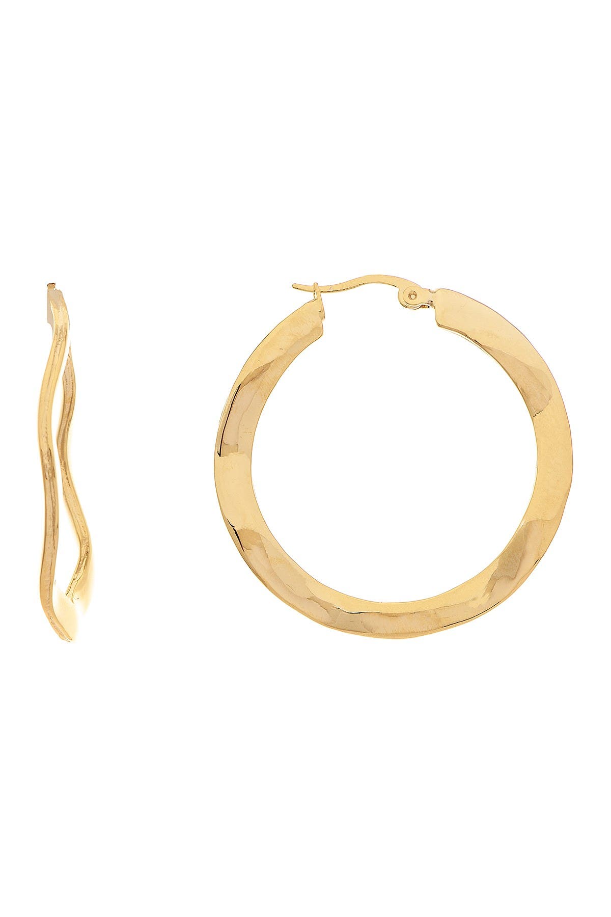 gold wavy hoop earrings