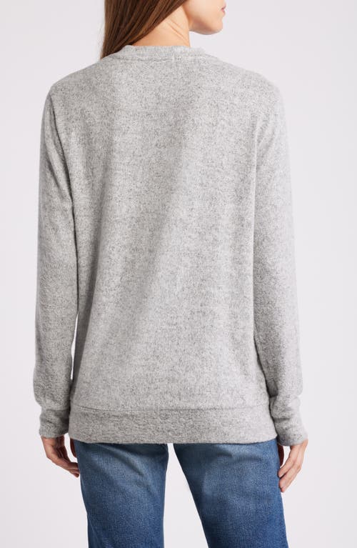 Shop Loveappella Colorblock Long Sleeve Brushed Jersey Top In Gray/navy