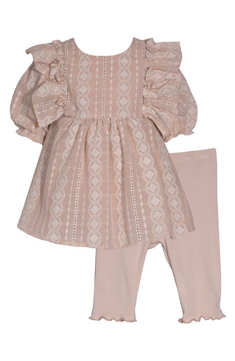 Kids' Embroidered Top & Ribbed Pants Set (Little Kid)