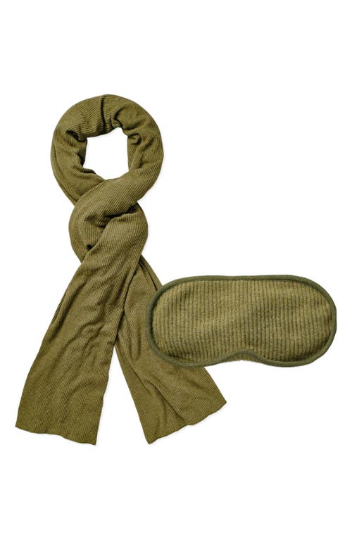 Travel Blanket and Eye Mask in Heather Olive