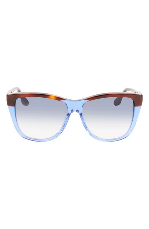 Victoria Beckham 57mm Gradient Lens Cat Eye Sunglasses in Havana Blue at Nordstrom