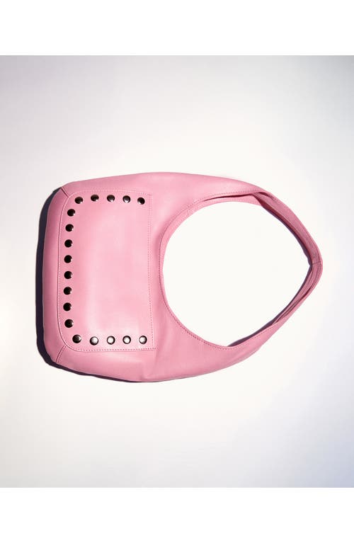 Shop Mango Studded Hobo Bag In Bubblegum Pink