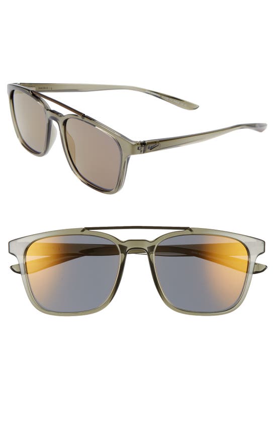 Nike Windfall 54mm Square Sunglasses In Cargo Khaki/bronze Mirror