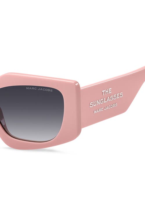 Shop Marc Jacobs 53mm Gradient Rectangular Sunglasses In Pink/dark Grey Sf