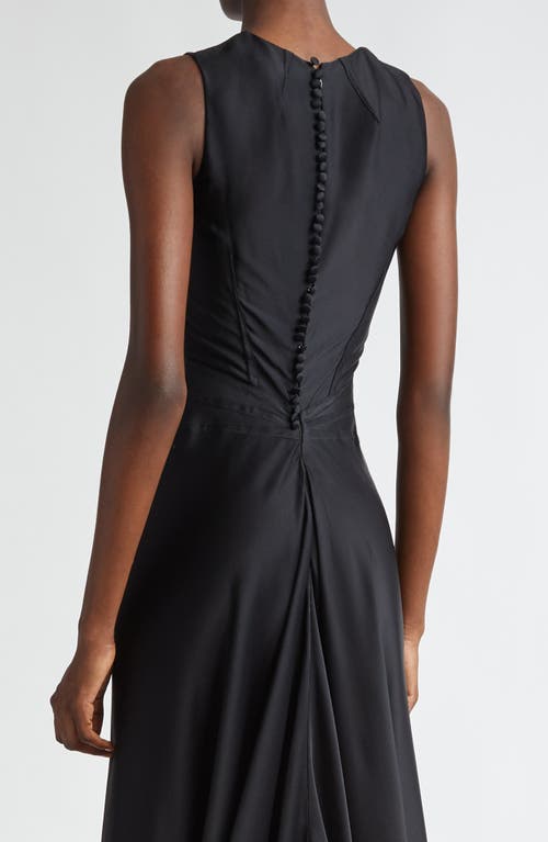 Michael Kors Fishtail Train Sleeveless Crepe Gown In Black