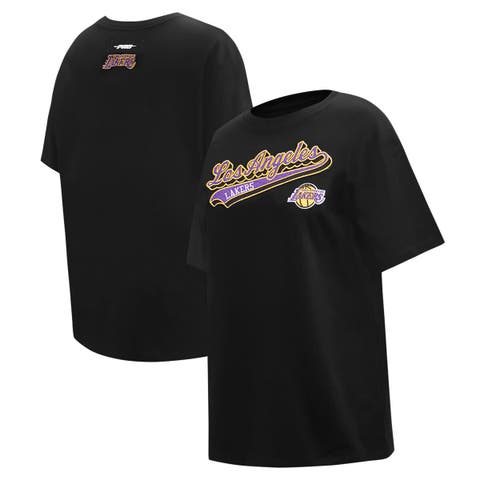 Women's Pro Standard Black Los Angeles Lakers Script Boyfriend T-Shirt